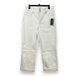 NWT NYDJ Womens 10 Bailey Relaxed Crop Cream Jeans Cool Embrace Lift Tuck